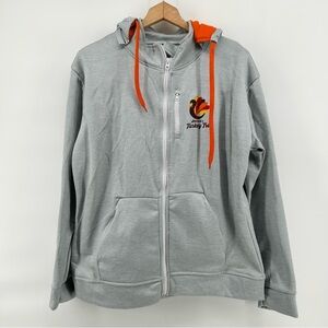 RM Running Man Grey Full Zip Hoodie America's Turkey Trot Graphic Womens XL